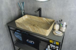 Раковина Gid Mnc595 54456 накладная под камень глянцевая 60x34x11